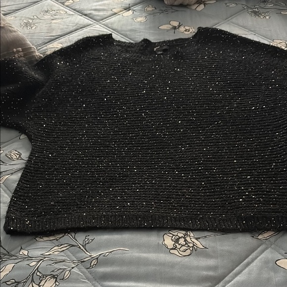 Black Sparkle Funnel Shape Women's Sweater Size L - Picture 4 of 4